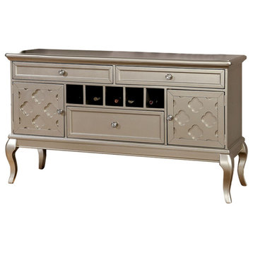 Wood Server With Three Drawers, Gray, Champagne