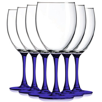 Nuance 10 oz Accent Stem Wine Glasses - , Bottom C-Blue