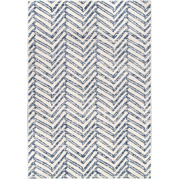 Solid & Striped Geometric Casuals Area Rug, Blue, 9'x 12'