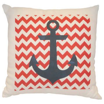 Chevron Anchor Pillow With Polyester Insert