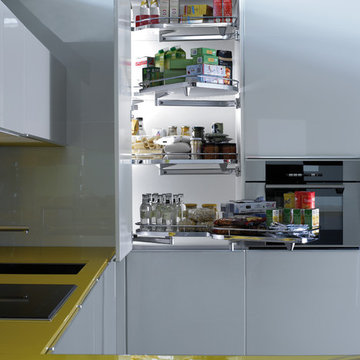 kitchen in white and yellow