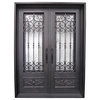 Envidia 72"x96" Wrought Iron Door, 8" Jamb, Aged Bronze Patina, Right Hand