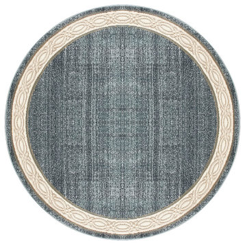 Yazd 1770-590 Area Rug, Blue And Gray, 5'3" Round