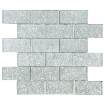 11.75"x11.75" Brookes Glass Mosaic Tile Sheet, Silver