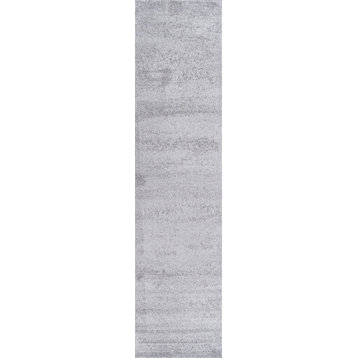 Haze Solid Low-Pile Runner Rug, Light Gray, 2'x10'