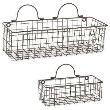 DII 6.7" Modern Style Iron Wire Wall Baskets in Bronze (Set of 2)