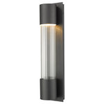 Z-lite - Z-Lite 575M-BK-LED One Light Outdoor Wall Sconce Striate Black - Black finish lends compelling presence to this medium wall sconce. Perfect for transitional spaces, this sconce boasts a cylinder profile complete with clear optic glass that delivers excellent illumination.