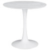 Loxi 30" Round Dining Table, White Fauxmarble Top, Tulip Accent Body