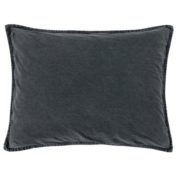 Stonewashed Cotton Canvas Pillow Sham, 21"x34", Charcoal, 1 Piece