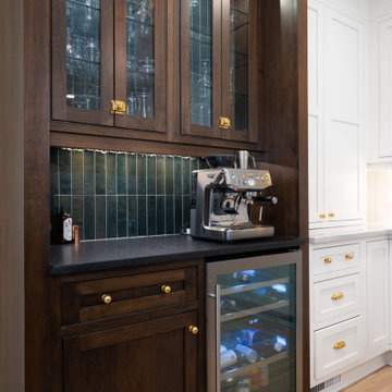Custom Plaster Hood in White and Wood Kitchen