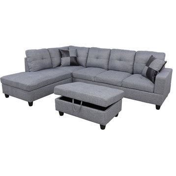 Lifestyle Furniture Edward Left-Facing Sectional & Ottoman in Cloud Gray