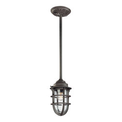Indoor-Outdoor Nautical Caged Pendant Light Fixture - Outdoor Hanging Lights