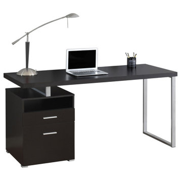Computer Desk, 60"L, Metal, Cappuccino