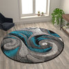 Angie Collection Round 8' x 8' Turquoise Ocean Waves Pattern Area Rug