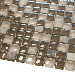 Brown with Dark Emperador Square Glass Mosaic Tile - Home Accessories & Decor