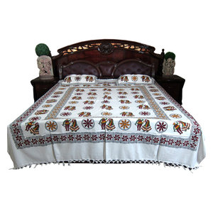 Mogul Interior - Block Print Cotton Indian Bedcover With Pillows - Quilts And Quilt Sets