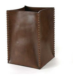 Leather Waste Bin - Wastebaskets