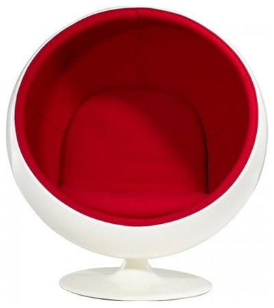 Midcentury Armchairs And Accent Chairs Ball Chair in White/Red