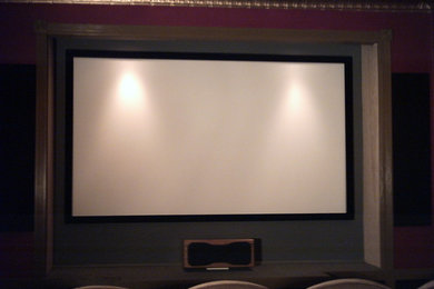 Design ideas for a traditional home cinema in New York.