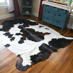 NEW TRICOLOR COWHIDE RUG COWSKIN COW HIDE LEATHER 6.9X5.7---765 - Products