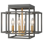 Z-Lite - 4 Light Flush Mount - Unique Rectangular Designs Create The Striking Look Of The Titania Collection. Perfect For Any Transitional Decor The Fixtures Use Unique Contrasting  Finishes Which Include A Black Frame With An Inner Fittings Of Brushed Nickel Or A Bronze Frame With An Inner Fittings Of Olde Brass.