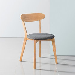 Henrik Solid Oak Dining Chair - Light Grey Fabric Seat 28 - Products