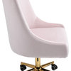 Karina Swivel and Adjustable Velvet Upholstered Office Chair, Pink, Gold Base