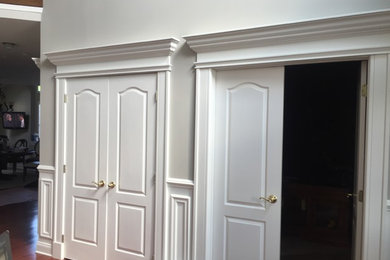 Example of a transitional family room design in New York