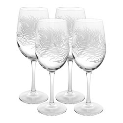 Peacock 12 oz. Clear White Wine Glass (Set of 4) - Wine Glasses