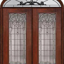 Prehung Transom Double Door 80 Fiberglass Palacio Full Lite Glass - Front Doors