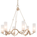 LNC - LNC Modern 6-Light Modern Gold Metal and Opal Glass Candle-Style Chandelier - At LNC, we always believe that Classic is the Timeless Fashion, Liveable is the essential lifestyle, and Natural is the eternal beauty. Every product is an artwork of LNC, we strive to combine timeless design aesthetics with quality, and each piece can be a lasting appeal.