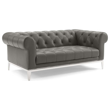 Idyll Leather Chesterfield Loveseat - Spacious & Opulent Supple Leather Upholst
