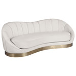 Meridian Furniture - Shelly Velvet Upholstered Sofa, Cream - Unwind and rest when you'rere seated on this Shelly velvet sofa featuring soft cream velvet upholstery. This lovely piece is just the thing to inject drama into your space whether used on its own or in combination with other items in the Shelly collection. The unique shell shape immediately commands attention, and the brushed gold stainless steel base cements the base in contemporary panache.