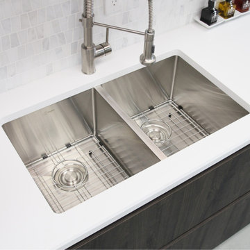 28 inches Undermount Double Bowl 16 Gauge Stainless Steel Kitchen Sink S-300XG