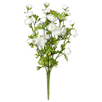 Vickerman Fq190211 18" Artificial White Ranunculus Bush