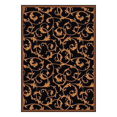 Joy Carpets Any Day Matinee, Theater Area Rug, Acanthus, 5'4"X7'8", Black