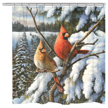 Winter Cardinal Shower Curtain