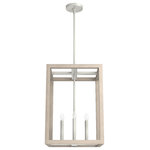 Hunter - Hunter 19087 Squire Manor-4 Light Pendant, Modern Style 15"x21" - 19087Natural finishes and wood inspired materials in thSquire Manor-4 Light Brushed Nickel/Bleac *UL Approved: YES Energy Star Qualified: n/a ADA Certified: n/a  *Number of Lights: 4-*Wattage:60w E12 Candelabra Base bulb(s) *Bulb Included:No *Bulb Type:E12 Candelabra Base *Finish Type:Brushed Nickel/Bleached Wood