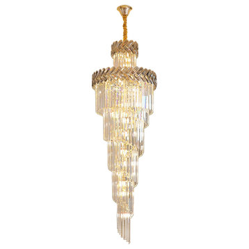 Crystal Cascade Chandelier for Staircase, Hall, Living Room, 39.4''