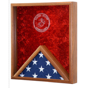 Deluxe Combination Flag and Medal Display Case, Navy Emblem