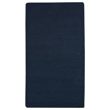 Manteo Vertical Stripe Braided Rectangle Rug, Dark Blue, 3'x5'