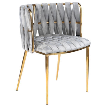 The Eterno Dining Chair, Gray and Gold, Velvet