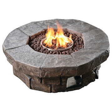 Outdoor Circular Stone Propane Gas Fire Pit