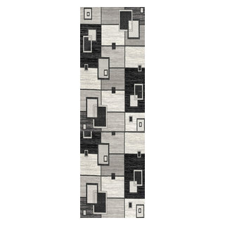 Rug Branch Modern Geometric Checkered Area Rug & Runner, (2x15 Feet - 2 ...
