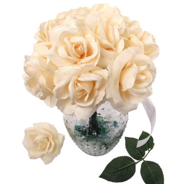 Exquisite Silk Rose Picks - Set of 50 - Romantic 8" Stems, Ivory