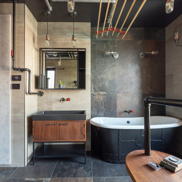Industrial-Luxe Bathroom with Custom Details & Exposed Metalwork | ALFA Tiles UK