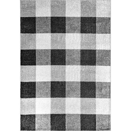 Nuloom Aisha Buffalo Plaid Striped Area Rug, Grey 8'x10'