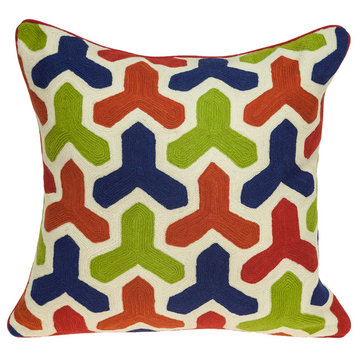 Handmade Canis Transitional Multicolored Pillow Cover With Poly Insert