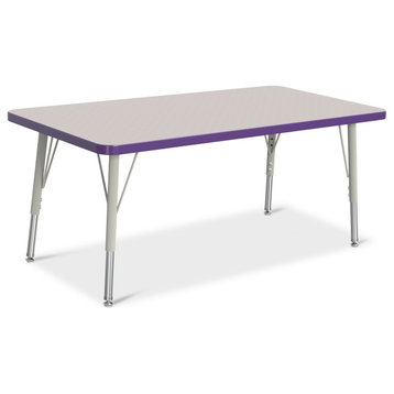 Berries Rectangle Activity Table - 24" X 48", E-height - Gray/Purple/Gray