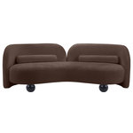 Meridian Furniture - Daphne Upholstered Chair/Loveseat/Sofa, Brown, Chenille Fabric, Sofa - A cloud-like oasis of comfort, the Daphne brown chenille sofa is a modern sensation. Its plush upholstery invites you to sink in and relax, while the curved design offers both support and opulence. The sofa's unique silhouette is complemented by a choice of black or natural wooden legs, allowing you to customize it to your personal taste. Whether you're looking for a stylish accent piece or a comfortable spot to unwind, the Daphne sofa is the perfect choice.